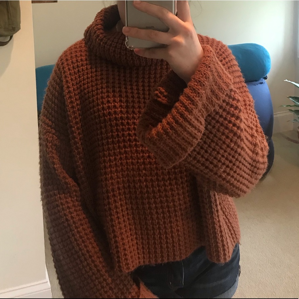 Chunky orange ROMWE knit sweater